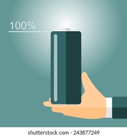 energy is 100% hand and the battery. vector format.
