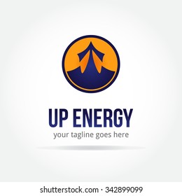 Up energy abstract blue vector logo design template paper creative office icon business company symbol concept