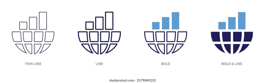 Energy analysis icon in 4 different styles. Thin Line, Line, Bold, and Bold Line. Duotone style. Editable stroke.