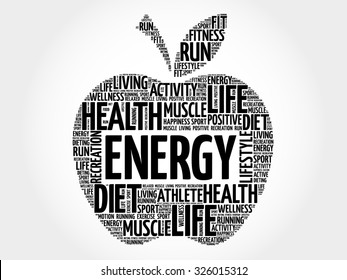 Energy apple word cloud concept