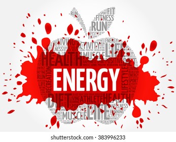 Energy apple word cloud concept