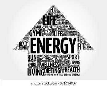 ENERGY arrow word cloud, health concept