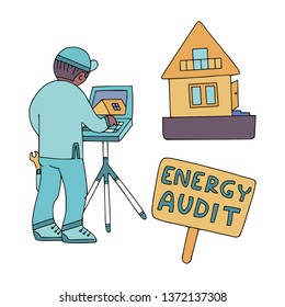 Energy audit doodles for specialized services sites, promomaterials and brochures.