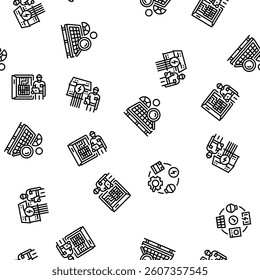 energy audit electricity building vector seamless pattern thin line illustration