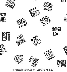 energy audit electricity building vector seamless pattern thin line illustration