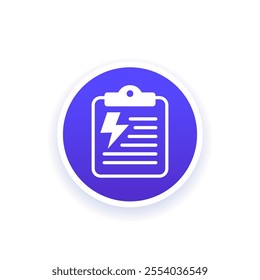 energy audit icon with clipboard, vector