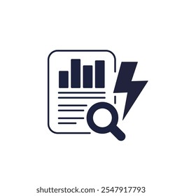 energy audit icon on white, electrical power auditing vector