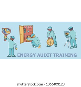 Energy audit  training doodles for specialized services sites, promomaterials and brochures.