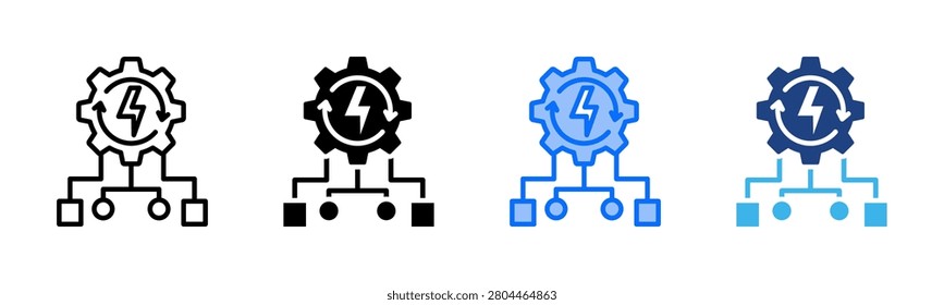 Energy Aware Algorithm icon set multiple style collection