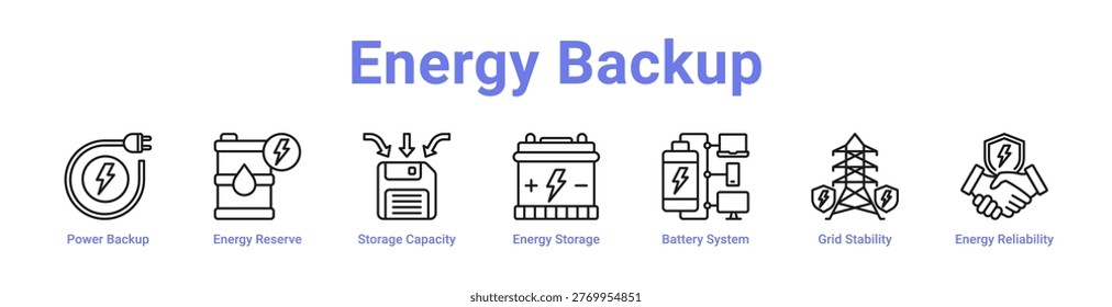 Energy Backup web icon banner and collection