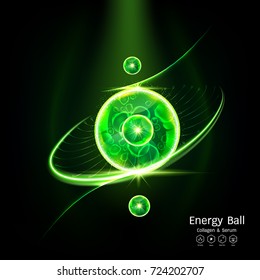 Energy Ball Serum or Collagen Vitamin Vector Background for Skin Care Cosmetic Products.