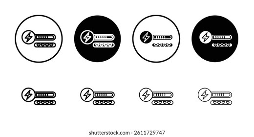 Energy bar icon Flat simple outline set