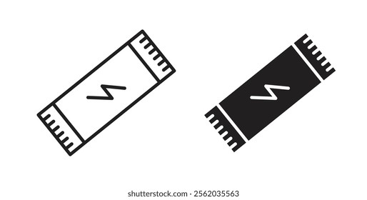 Energy bar icons in flat and line style set.