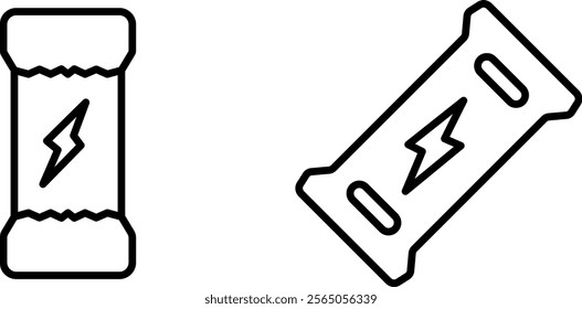 "Energy Bar Line Icons: Health-Focused Vector Set for Nutrition, Fitness, and Snack Designs"