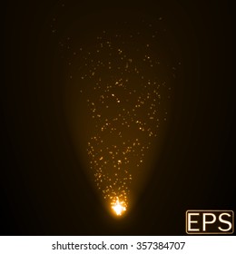 energy beam with particles. golden color version.