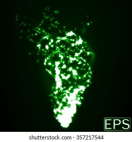 energy beam with particles and smooth energy trails. green version.