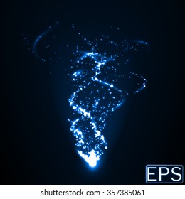 energy beam with particles and smooth energy trails. blue version.