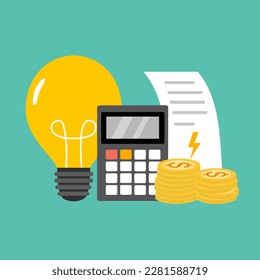 Energy bill or electricity cost concept vector illustration.