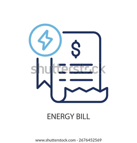 Energy bill thin line vector icons.