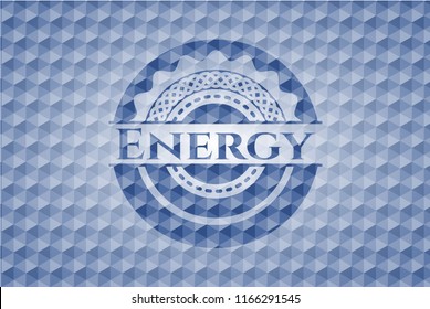 Energy blue hexagon emblem.