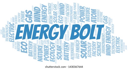 Energy Bolt word cloud. Wordcloud made with text only.