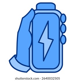 Energy Boost icon represented by holding batteray Blue style.