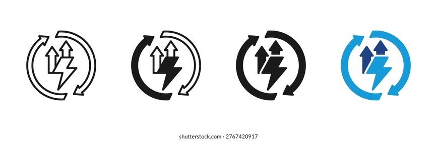 Energy Boost icon set multiple style collection