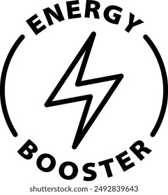 energy booster black outline icon round rounded circle badge stamp label isolated on transparent background