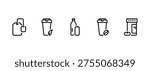 Energy Boosting Drinks and Supplements Line Art Icon Collection