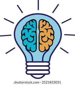 Energy bulb, brain, lighting bulb, creative idea vector, illustration. eps