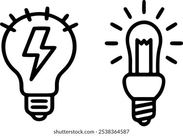 Energy Bulb Icon Vector Silhouette for Illustration.