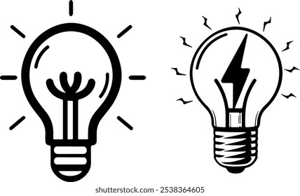 Energy Bulb Icon Vector Silhouette for Illustration.