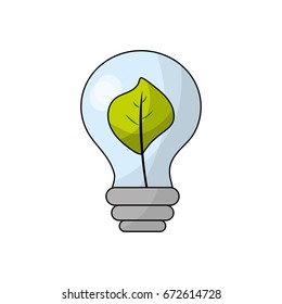 energy bulb with leaf inside to environment care