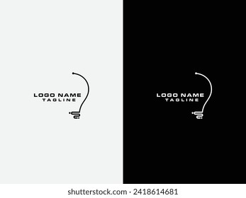 Energy bulb logo design template. Tech light bulb vector art. Premium. Bulb business. Black and white bulb vector art. Modern