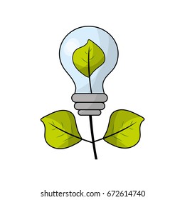 energy bulb plant with leaves to ecology care