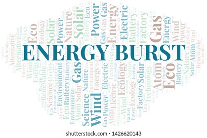 Energy Burst word cloud. Wordcloud made with text only.