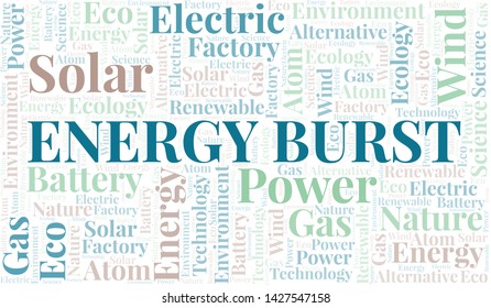 Energy Burst word cloud. Wordcloud made with text only.