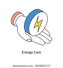 Ikone im isometrischen Stil von Energy Care. Symbol auf weißem Hintergrund EPS 10 Datei 