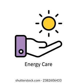 Ilustración de diseño de esquema relleno del vector Energy Care. Símbolo del archivo EPS 10 de fondo blanco 