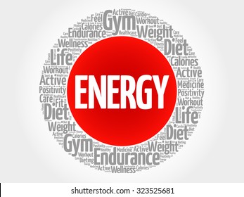 ENERGY circle stamp word cloud, fitness, sport, health concept