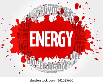 ENERGY circle stamp word cloud, fitness, sport, health concept