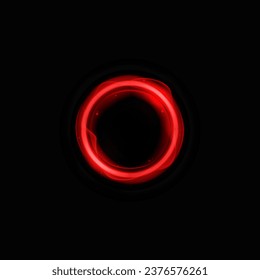 Energy circles with neon colors template. Round banner frame with flashes electric and sunny rays with glowing digital glitter on dark vector surface
