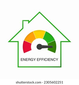 Energy class concept with house and meter. Vector illustration.