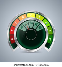 Energy class double gauge design with house icons