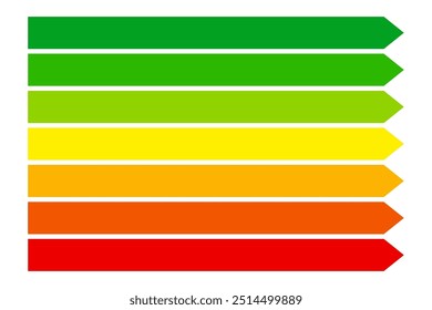 Padrão de eficiência de nível de classificação de energia. Ícone social de classificação verde. Classificação da escala de cores. Ecológico