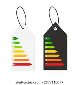 Energy classification tags. Energy efficiency rating. Colorful rating. Concept of Energy Efficiency of housing. Vector illustration