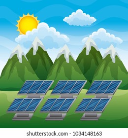energy clean panel solar mountains landscape