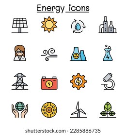 Energy color line icon set