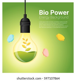Energy concept background with bio energy in light bulb , vector , illustration