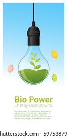 Energy concept background with bio energy in light bulb , vector , illustration